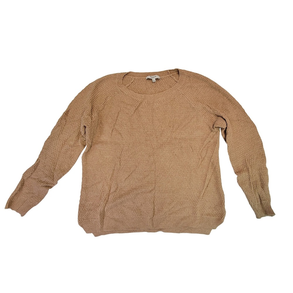 Madewell Sweater Knit Textured Crew Neck Pullover Tan Small